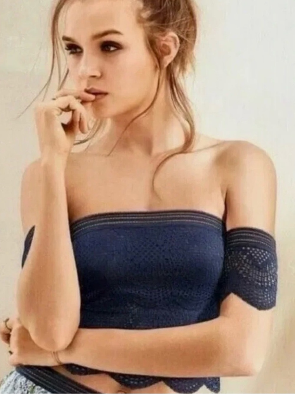 Victoria's Secret Vintage Crochet Strapless Crop Top